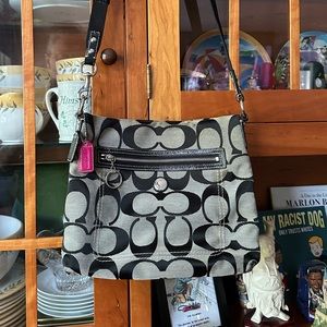 Coach Daisy black woven jacquard crossbody; a1076-f14869.